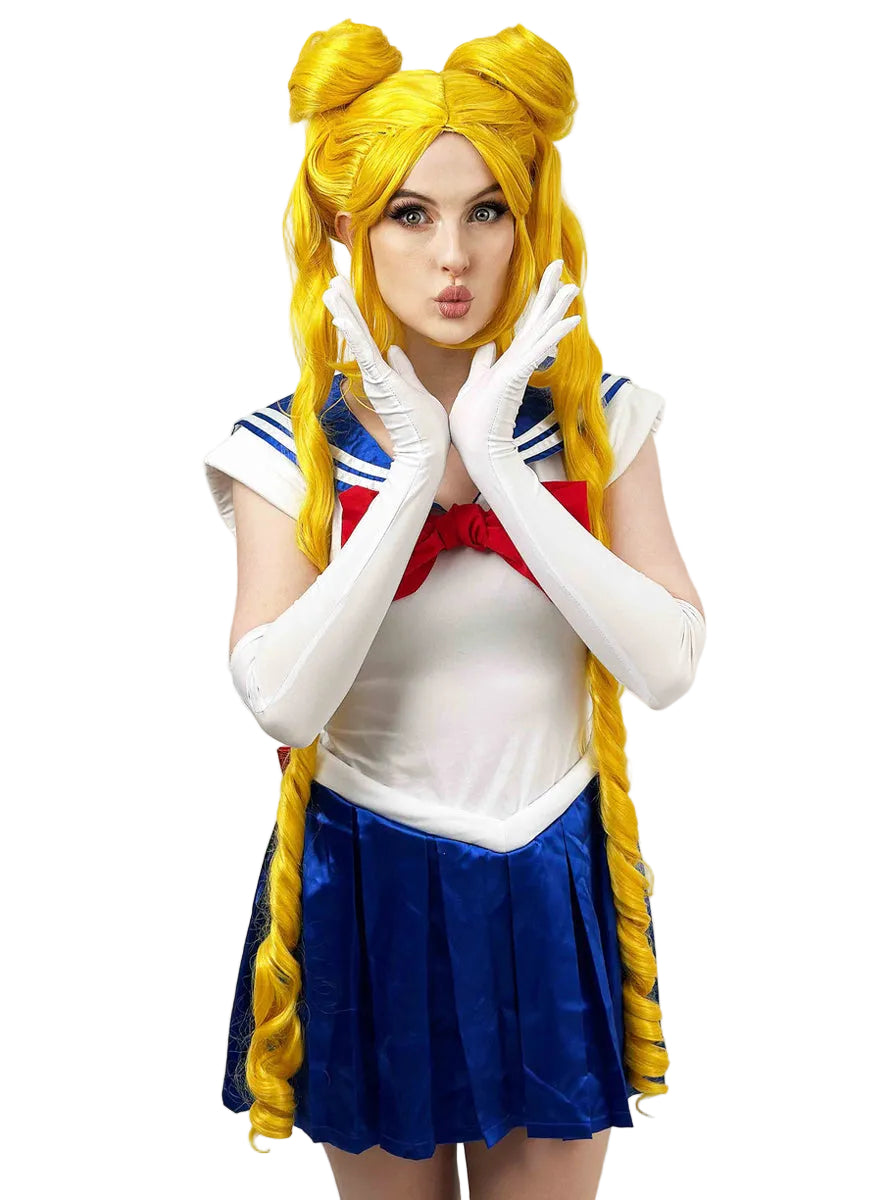 Moon Guardian Sailor Womens Long Yellow Cosplay Costume Wig - Alternative Image 3