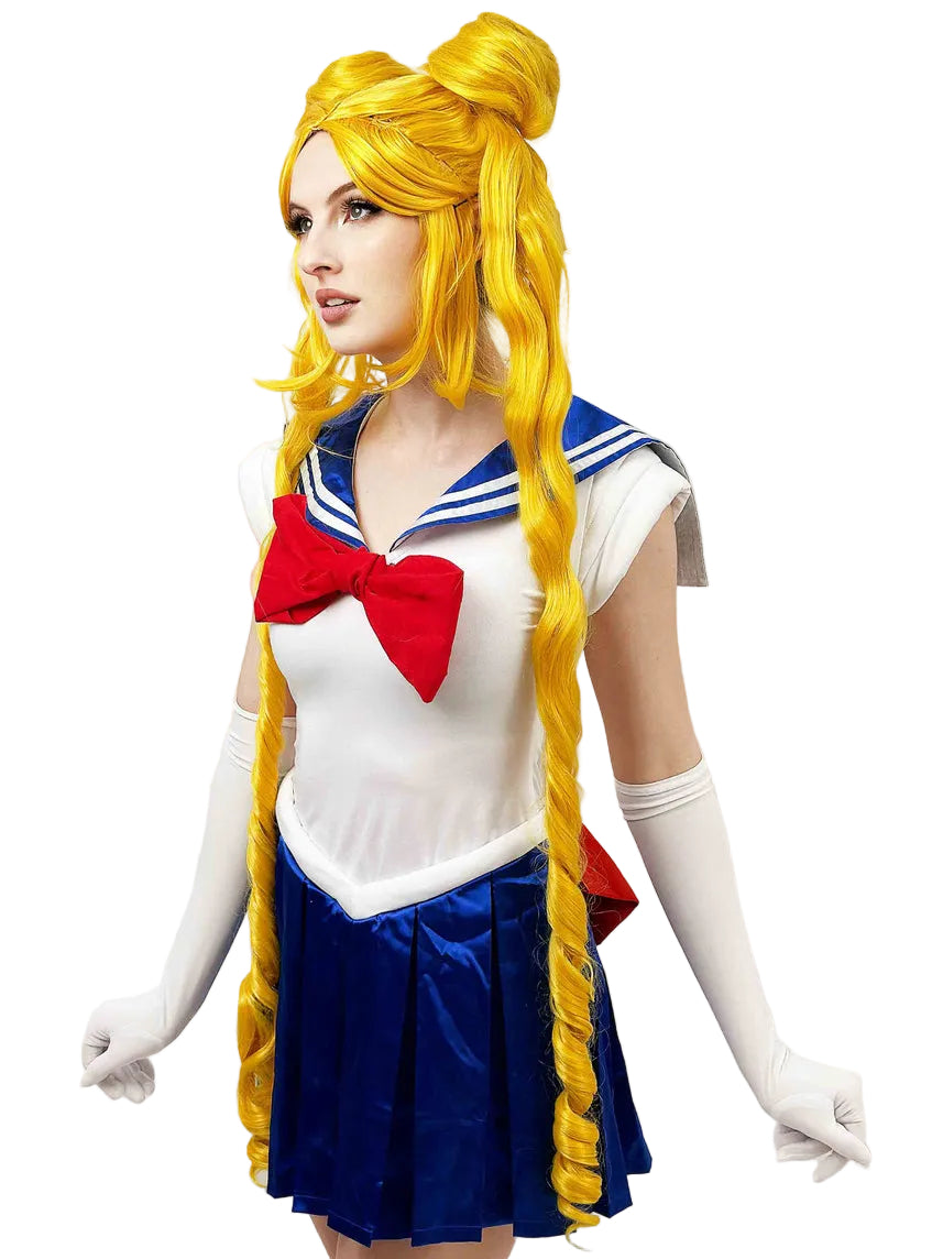 Moon Guardian Sailor Womens Long Yellow Cosplay Costume Wig - Side Image