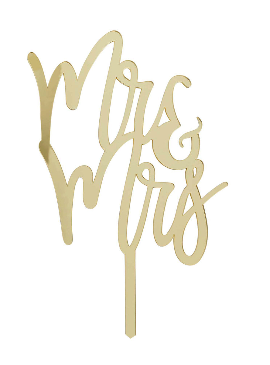 Mr and Mrs 20cm Gold Acrylic Cake Topper - Main Image