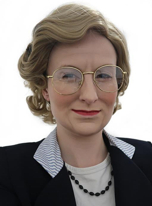 Mrs Housekeeper Womens Short Blonde Old Lady Costume Wig - Main Image