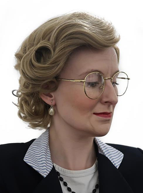 Mrs Housekeeper Womens Short Blonde Old Lady Costume Wig - Side Image
