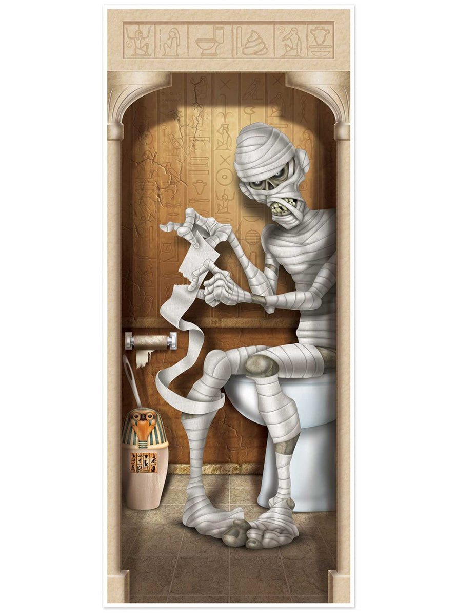 Halloween Mummy on the Toilet Door Cover - Main Image