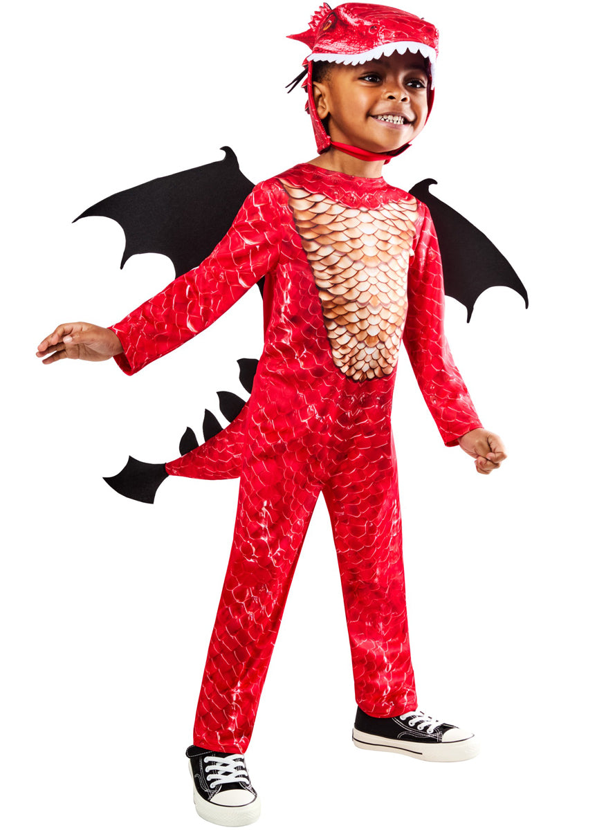 Red Mythical Dragon Boys Costume - Main Image