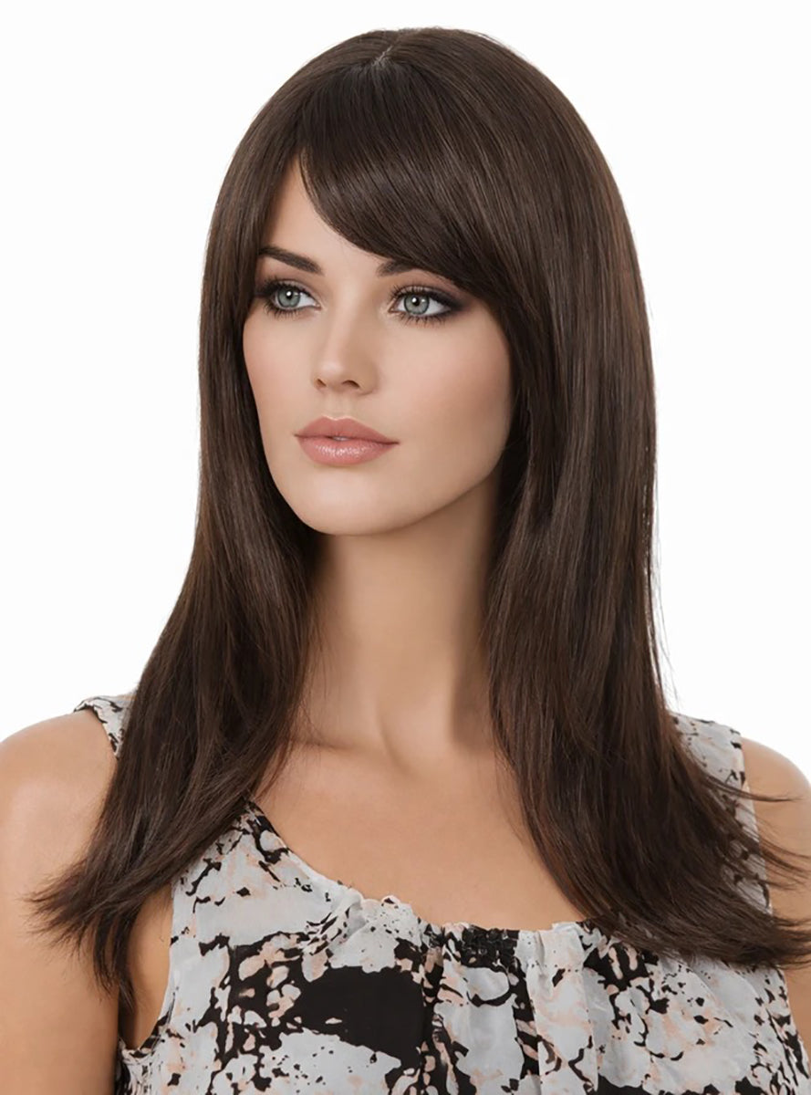 Naomi Dark Brown Straight Wig with Side Fringe