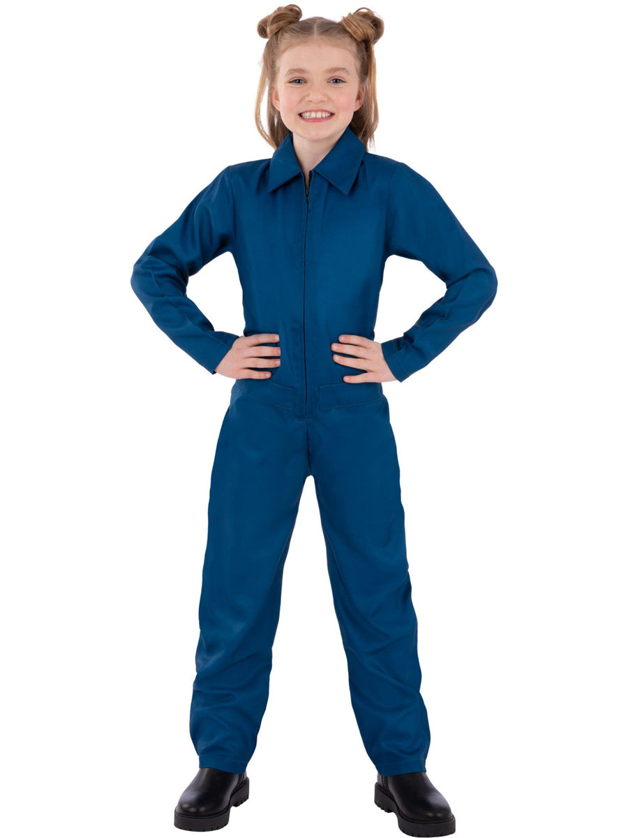Mike Myers Teen Girls Blue Boiler Suit Halloween Costume - Main Image