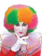 Pink Orange And Green Adults Clown Afro Cosutme Wig - Main Image