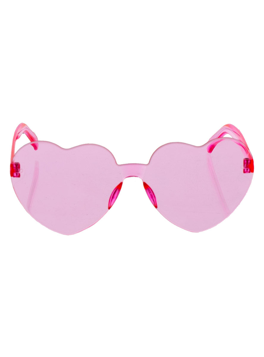 Womens Heart Shaped Frameless Pink Costume Glasses