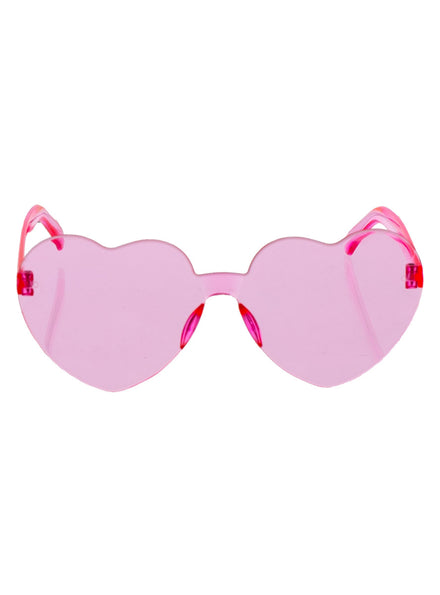 Womens Heart Shaped Frameless Pink Costume Glasses