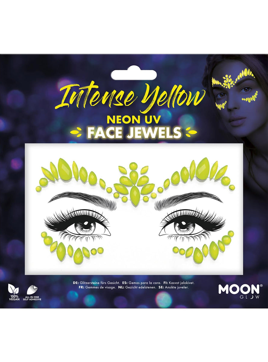 UV Neon Yellow Face Jewels - Main Image