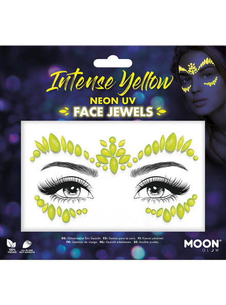 UV Neon Yellow Face Jewels - Main Image