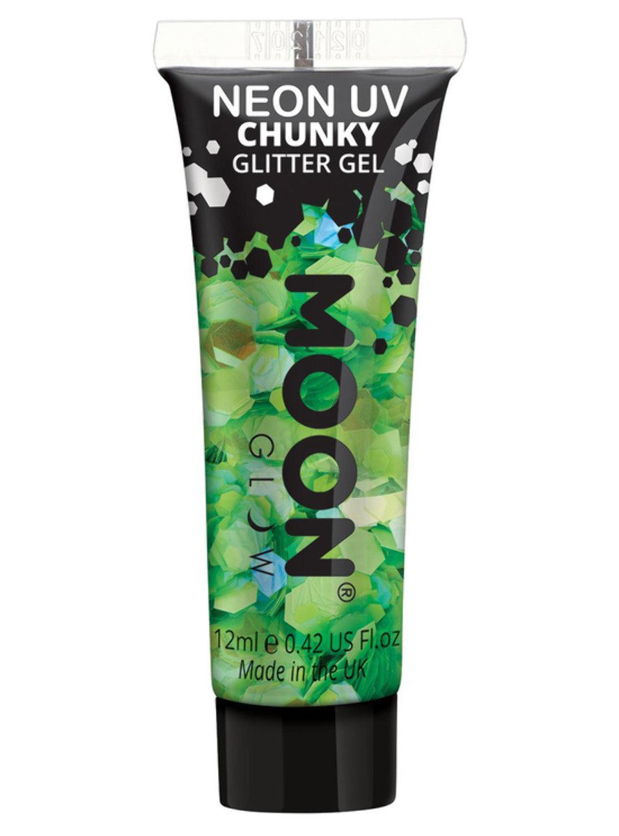 Moon Glow UV Neon Green Chunky Glitter Gel