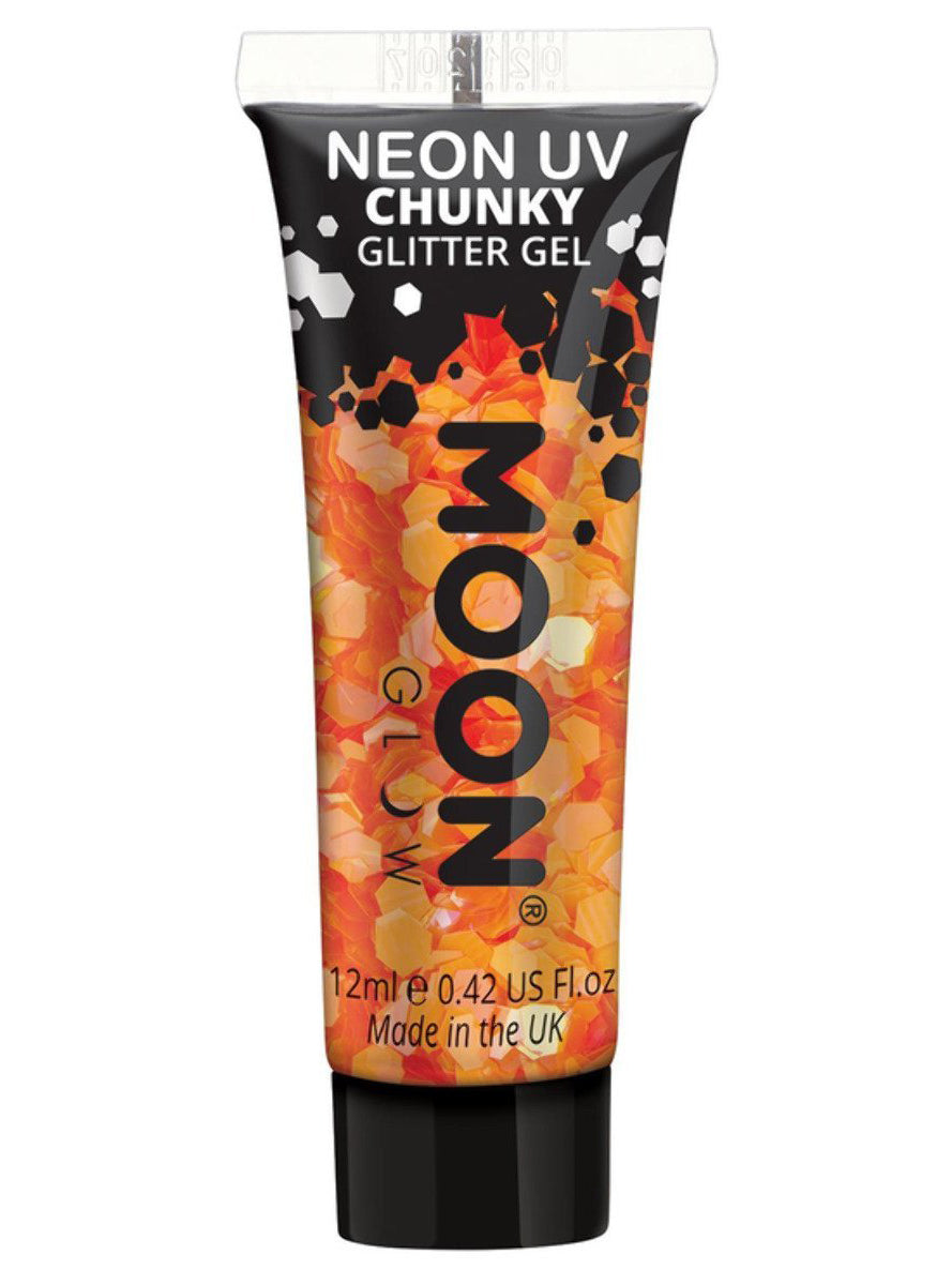 Moon Glow UV Neon Orange Chunky Glitter Gel