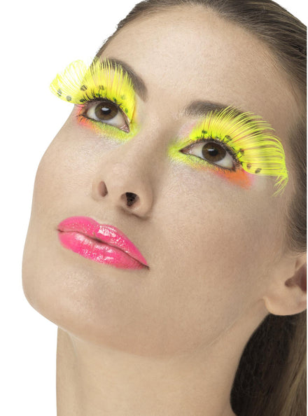 Extra Long Neon Yellow Polka Dot Lashes - Main Image