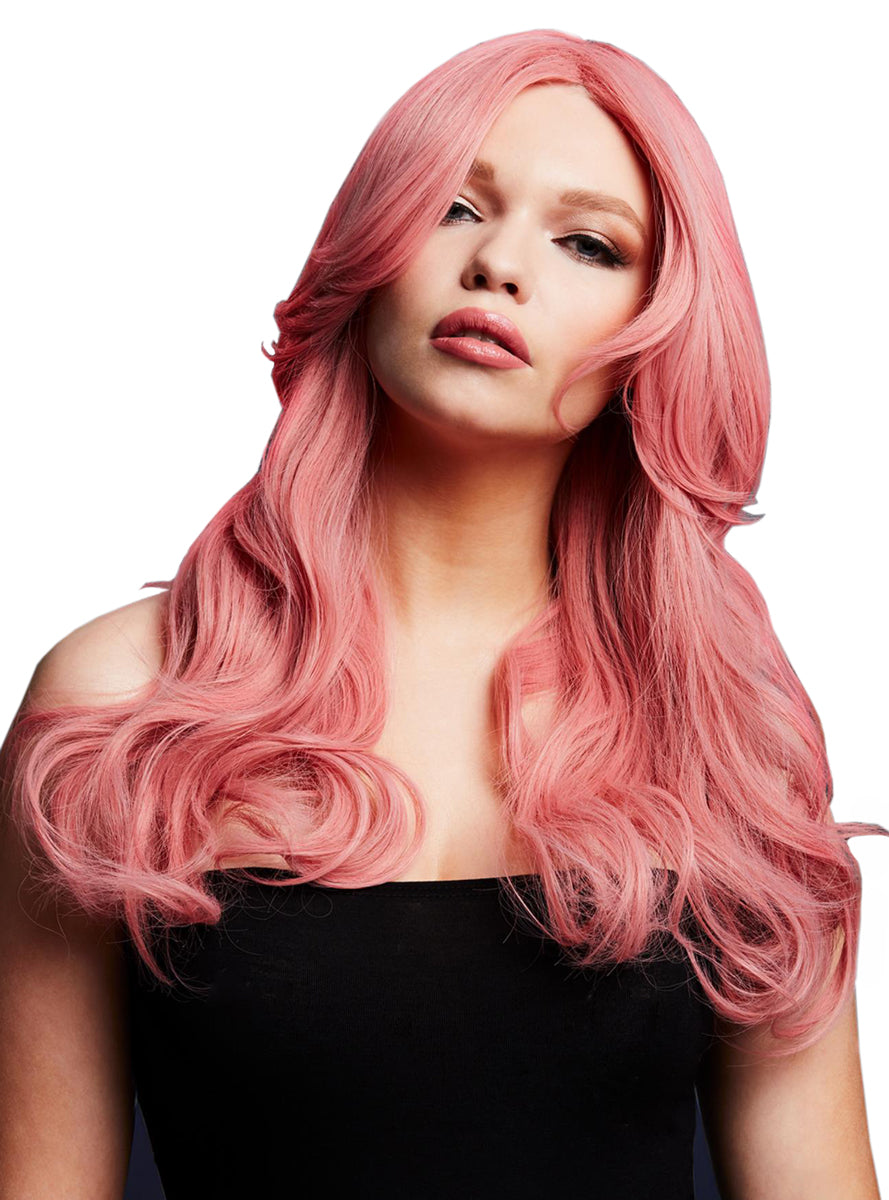 Ash Pink Womens Deluxe True Blend Wavy Fashion Wig - Main Image