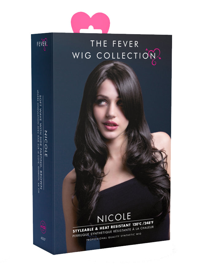 Deluxe Dark Brown Wavy Womens Heat Resistant Fashion Wig - Packaging IMage