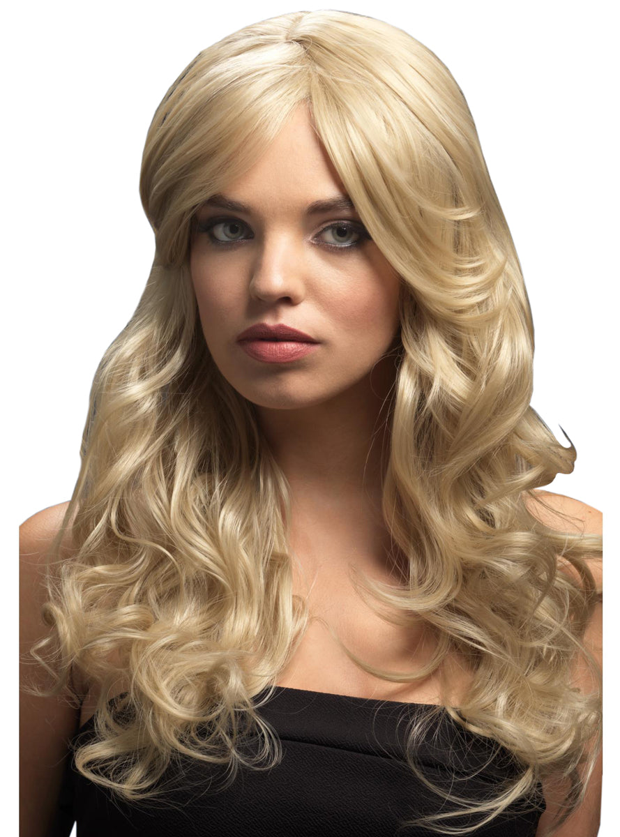 Deluxe Dark Blonde Wavy Womens Heat Resistant Fashion Wig - Main Image