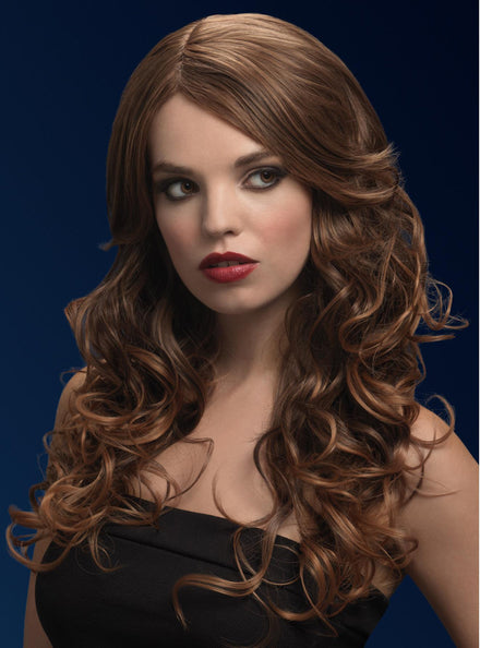 Deluxe Light Brown Wavy Womens Heat Resistant Fashion Wig - Main Image