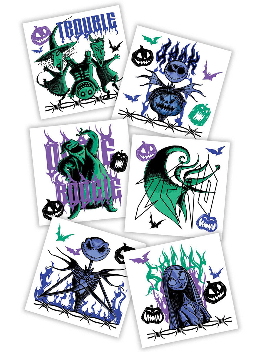 Pack of 8 Nightmare Before Christmas Temporary Tattoos - Main Image