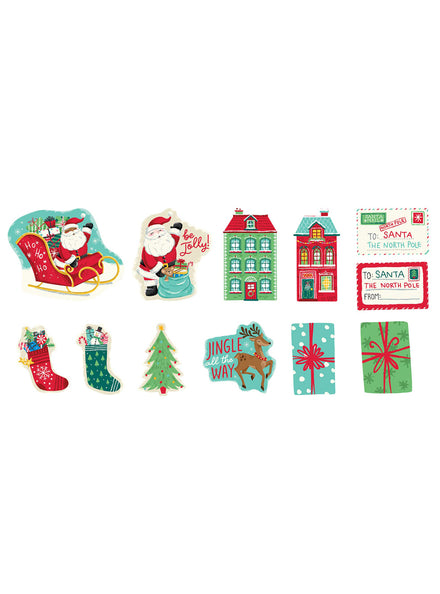 North Pole Christmas Cardboard Cut Out Decorations 12 Pack