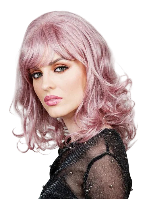 Nova Womens Dusty Pink Wavy Heat Resistant Fashion Wig - Side Image