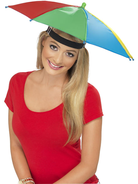 Rainbow Umbrella Novelty Adults Costume Hat - Main Image