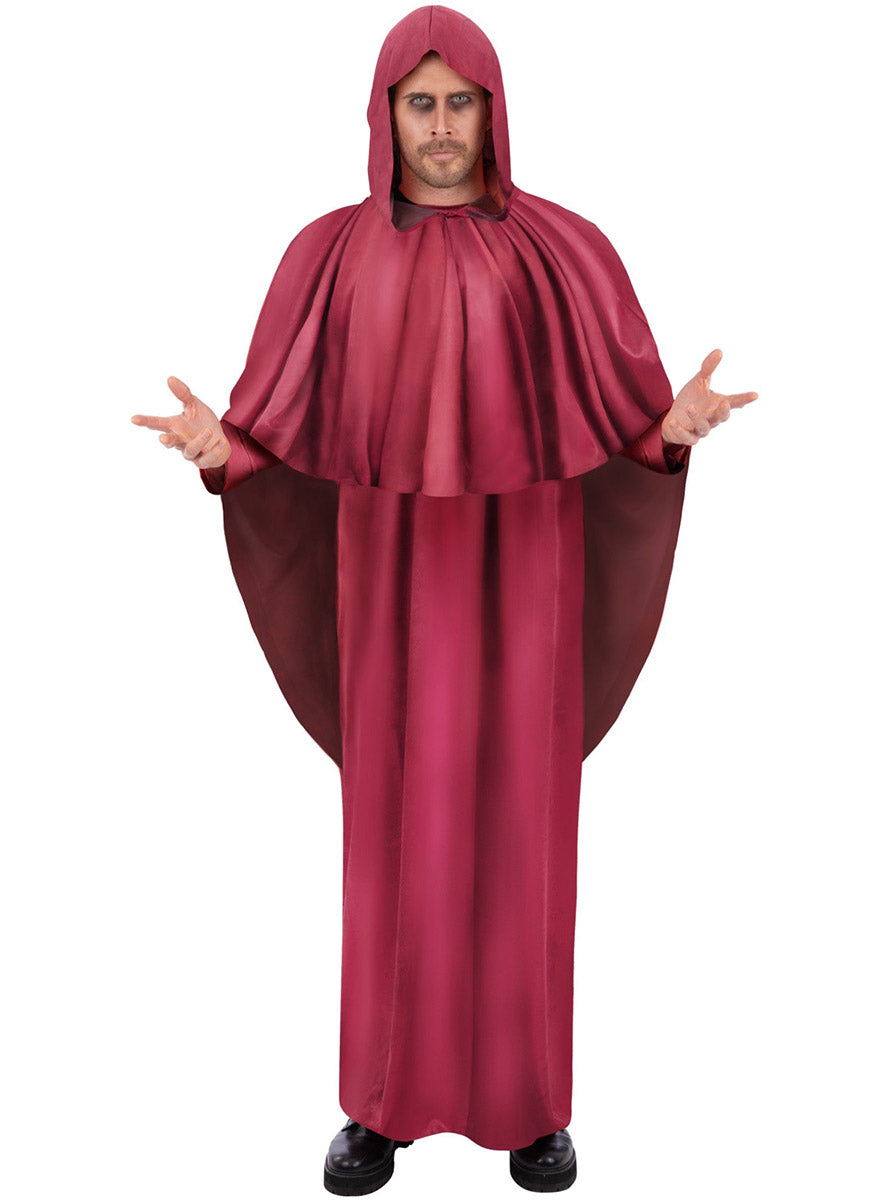 Red Occult Hooded Halloween Costume Robe for Men - Main Image