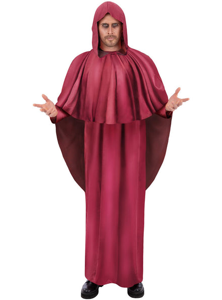 Red Occult Hooded Halloween Costume Robe for Men - Main Image