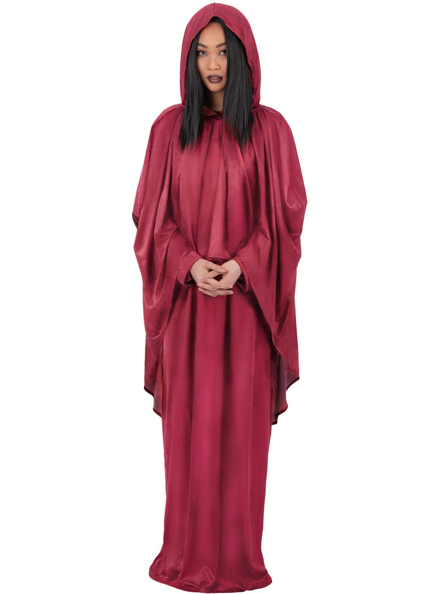 Hooded Plus Size Womens Red Occult Robe Halloween Costume - Main Image