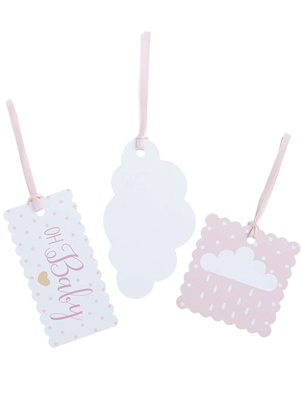 Oh Baby 3 Pack Blue Pink Shower Gift Tags - Main Image