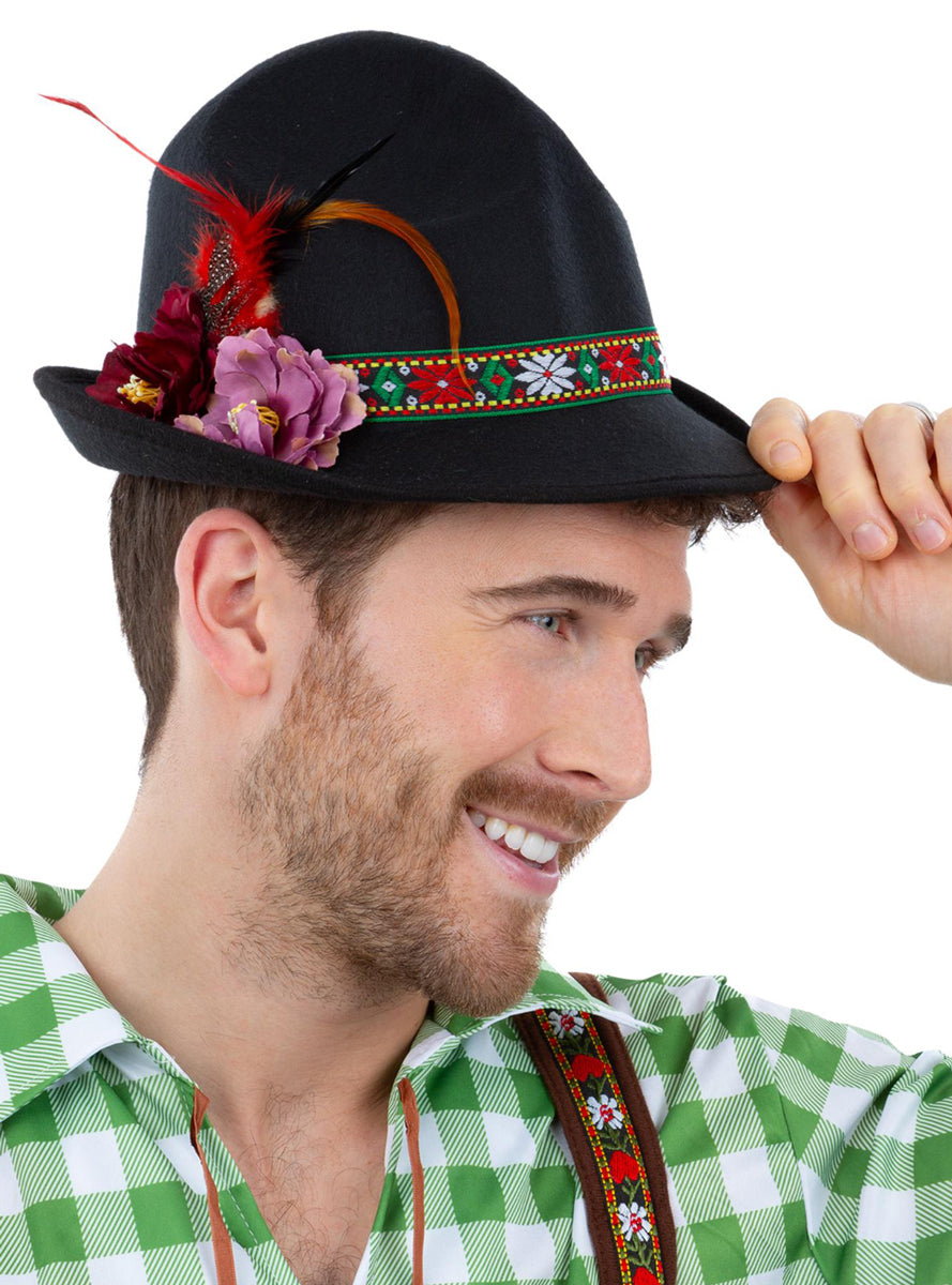 Trenker Oktoberfest Hat with Flowers - Alternate Image