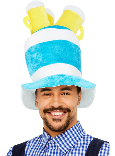 Novelty Blue and White Stripe Beer Oktoberfest Costume Hat
