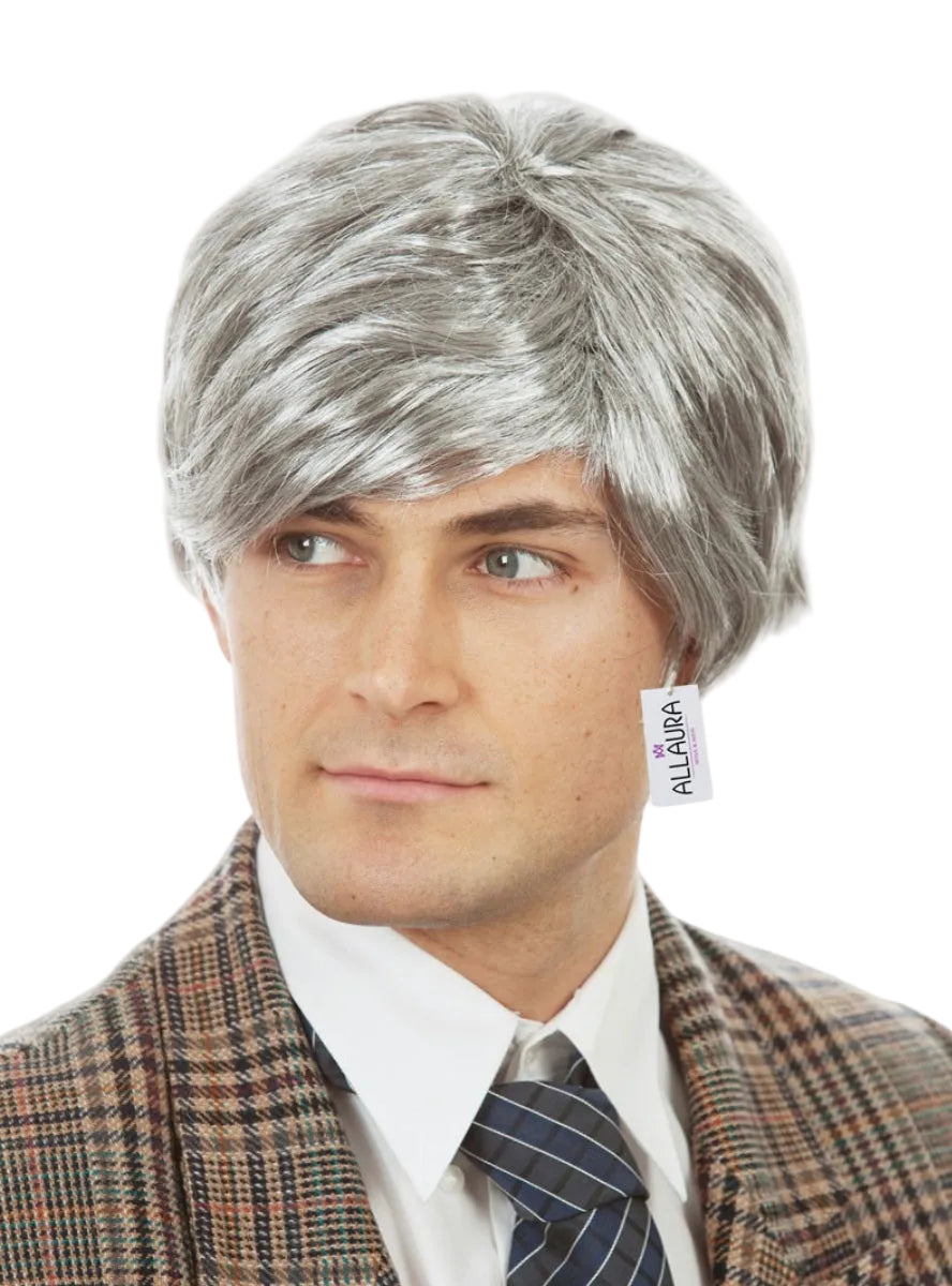 Old Man Mens Grey Silver Fox Costume Wig - Alternative Image