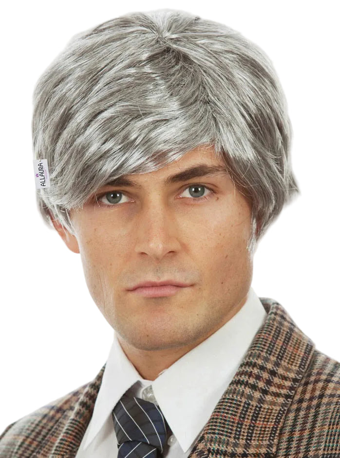 Old Man Mens Grey Silver Fox Costume Wig - Main Image