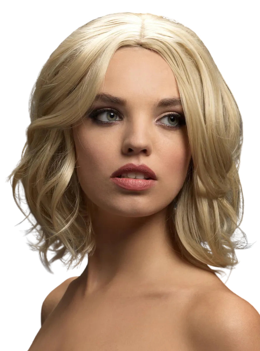 Dark Blonde Womens Short Fashion Wig With Center Part - Main Image