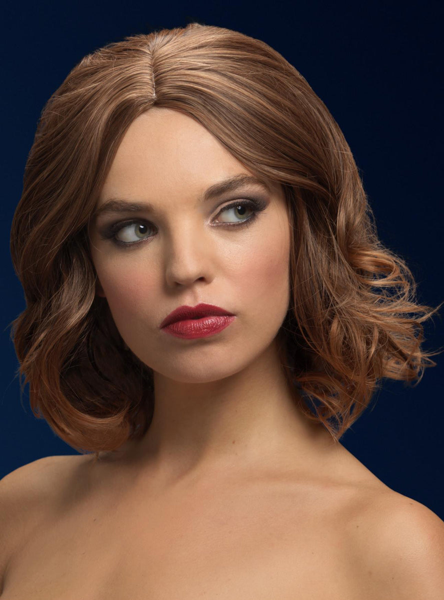 Light Brown Womens Short Fashion Wig With Center Part - Main Image