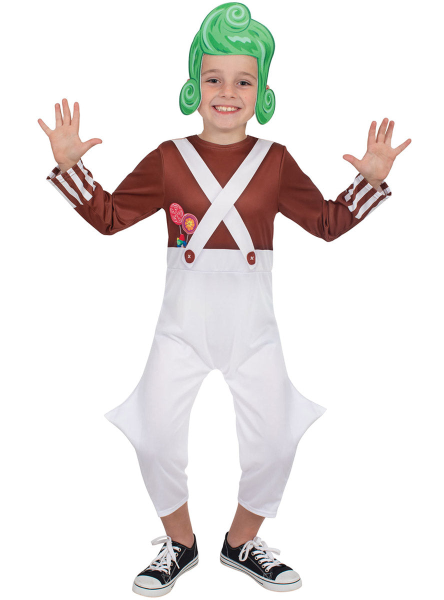 Toddler Boys Classic Oompa Loompa Willy Wonka Costume - Alternative Image 1