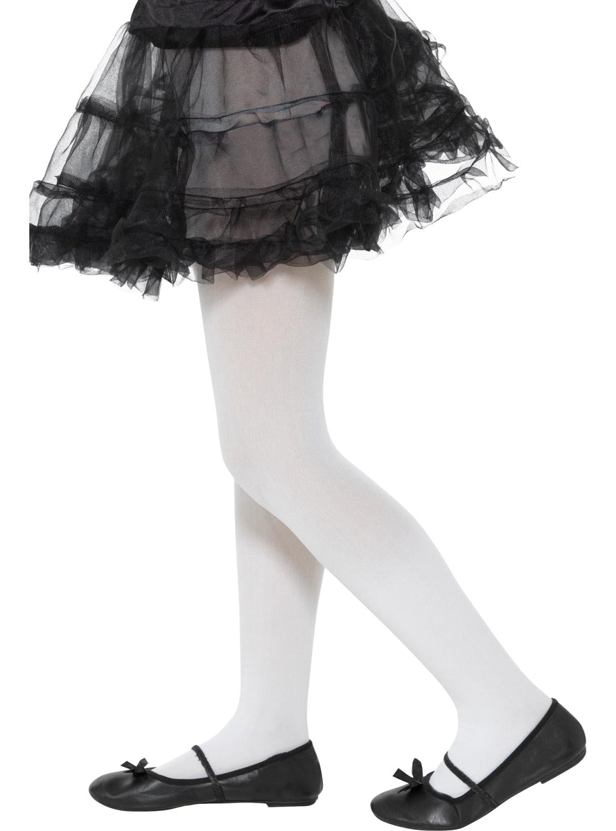Girls White Opaque Costume Stockings - Main Image