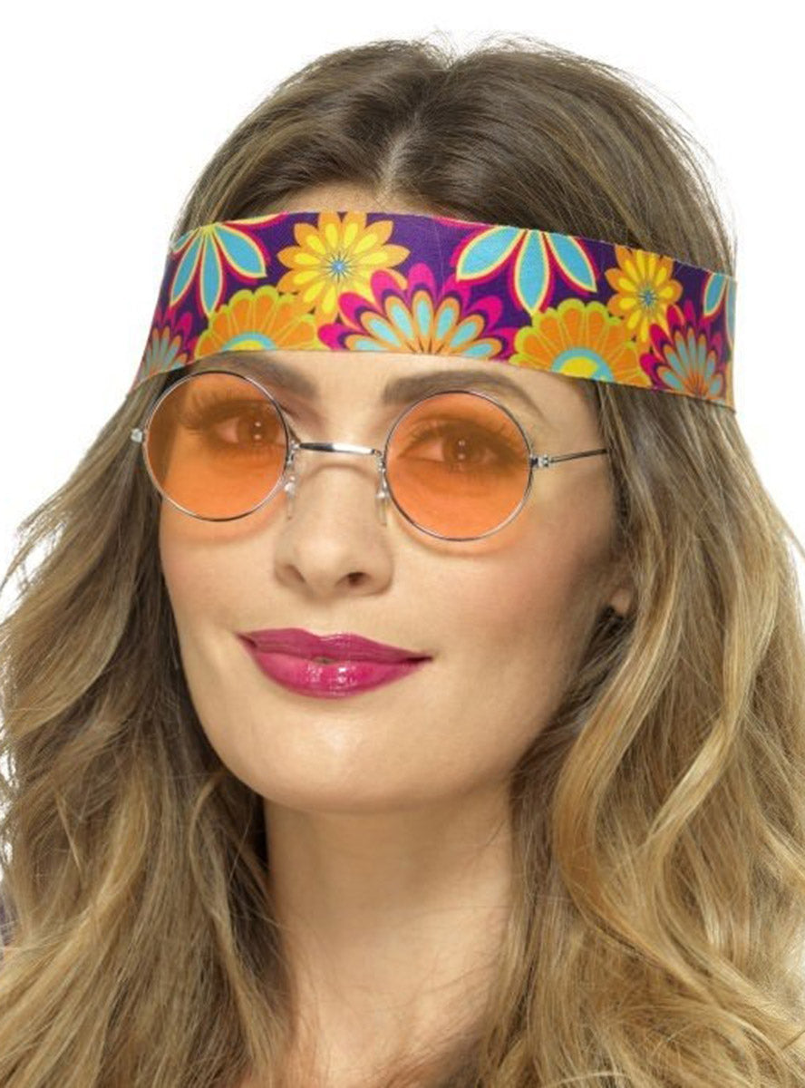 1970s Orange Lens Womens Hippie Costume Glasses