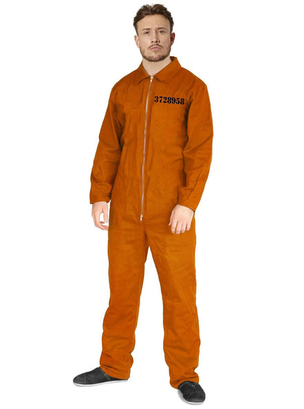 Zip Up Mens Orange Prisoner Costume - Main Image