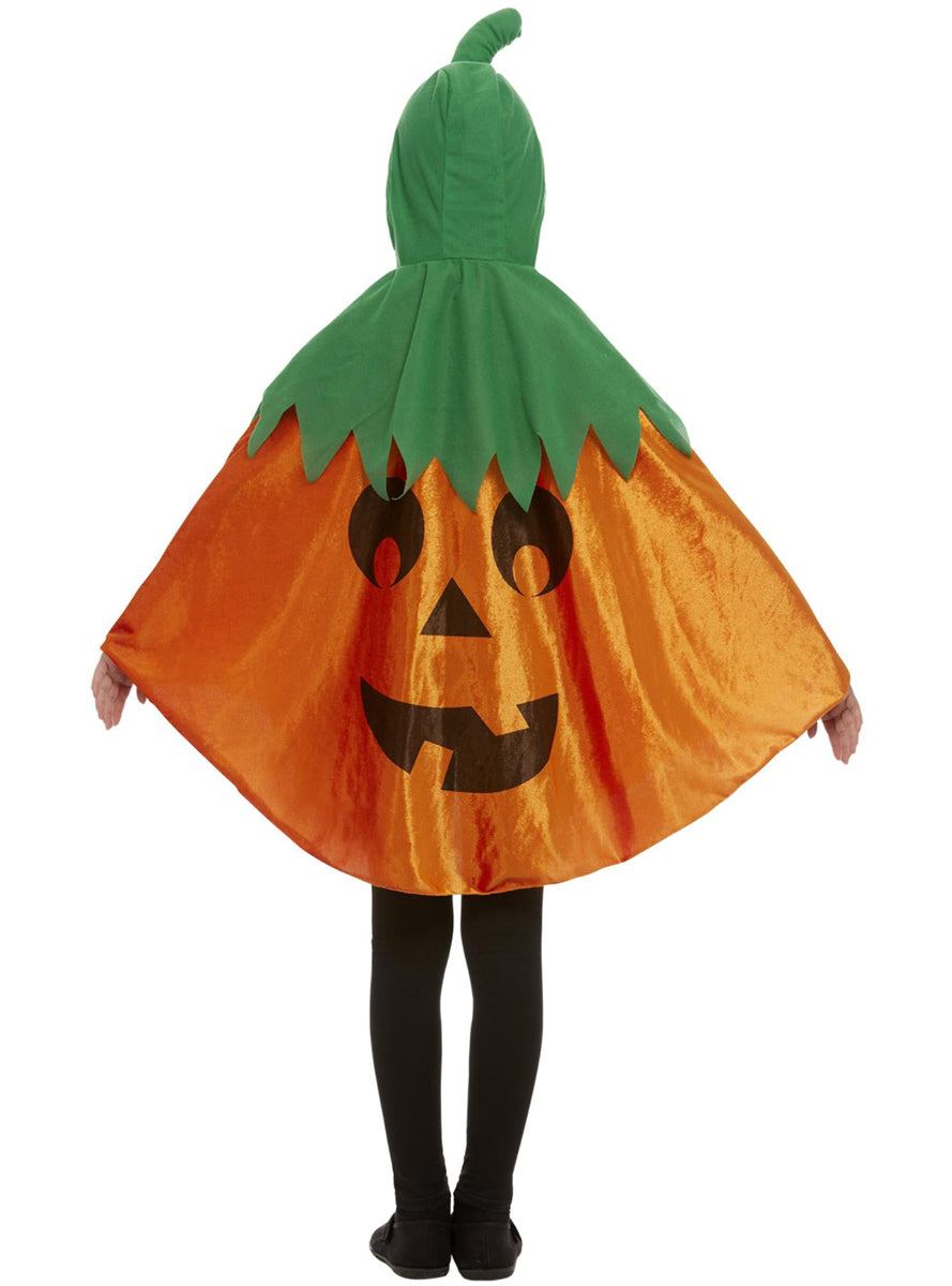 Orange Pumpkin Kids Halloween Costume Cape - Back Image