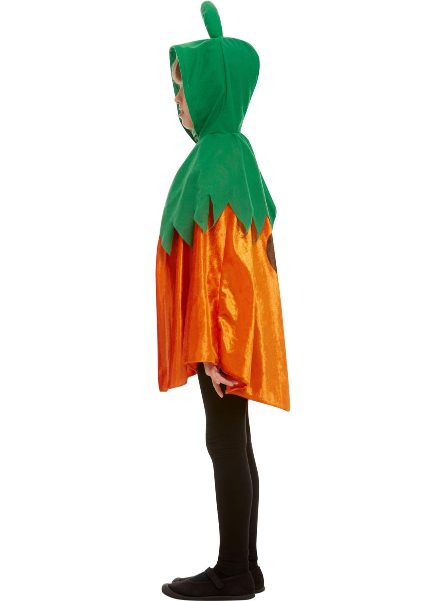 Orange Pumpkin Kids Halloween Costume Cape - Side Image