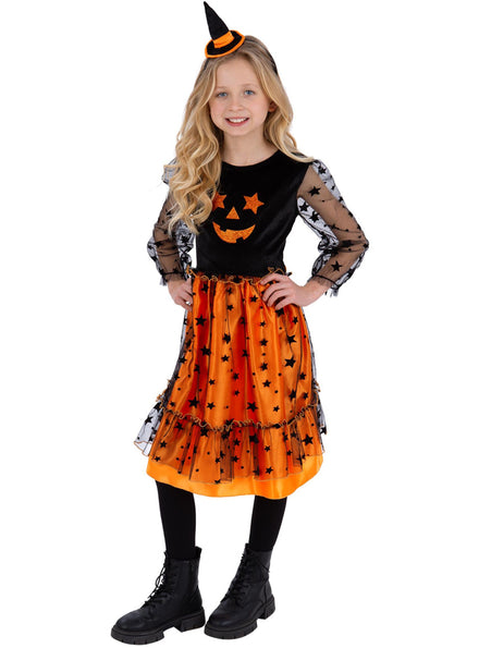 Girls  halloween jack o lantern witch costume - Main image
