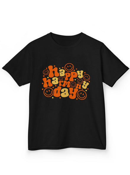 Happy Harmony Day Smiley Faces Kids Black Shirt