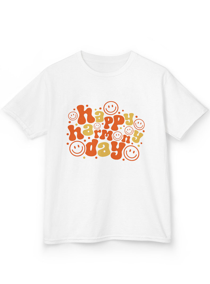 Happy Harmony Day Smiley Faces Kids White Shirt