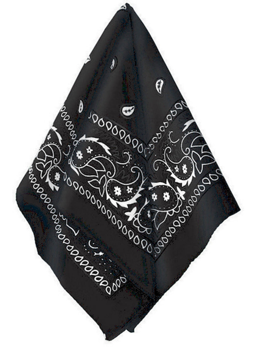 Black Paisley Print Bandanna Accessory