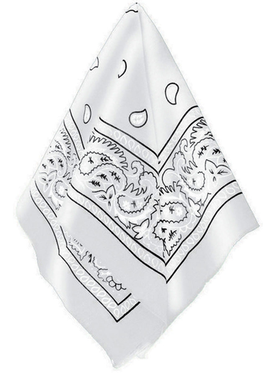 White Paisley Print Bandanna Accessory
