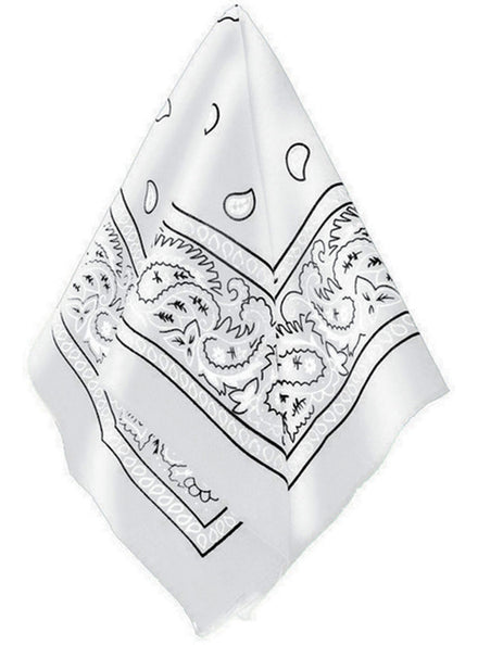 White Paisley Print Bandanna Accessory