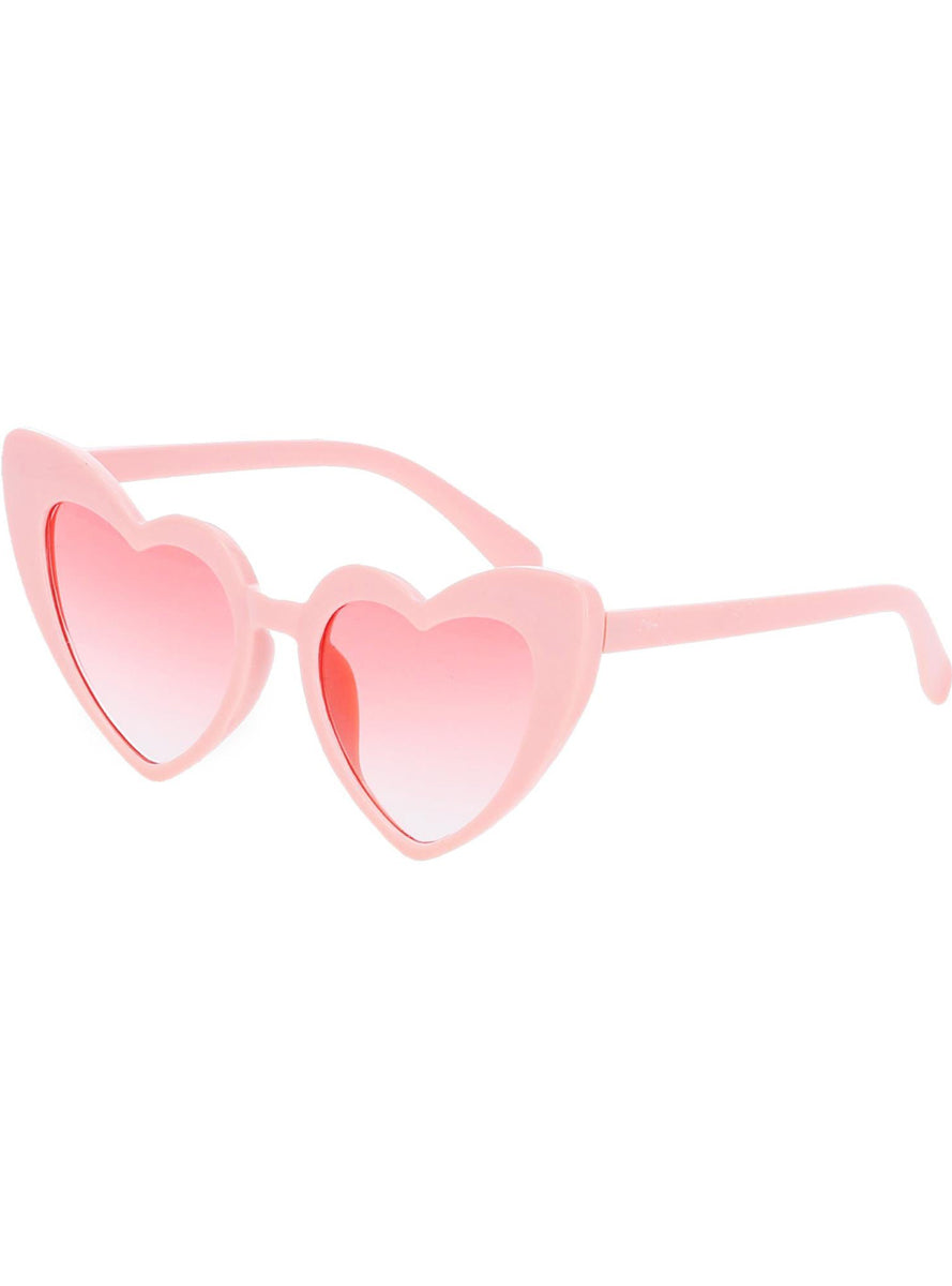 Pink Heart Shaped Womens Costume Glasses - Side Image