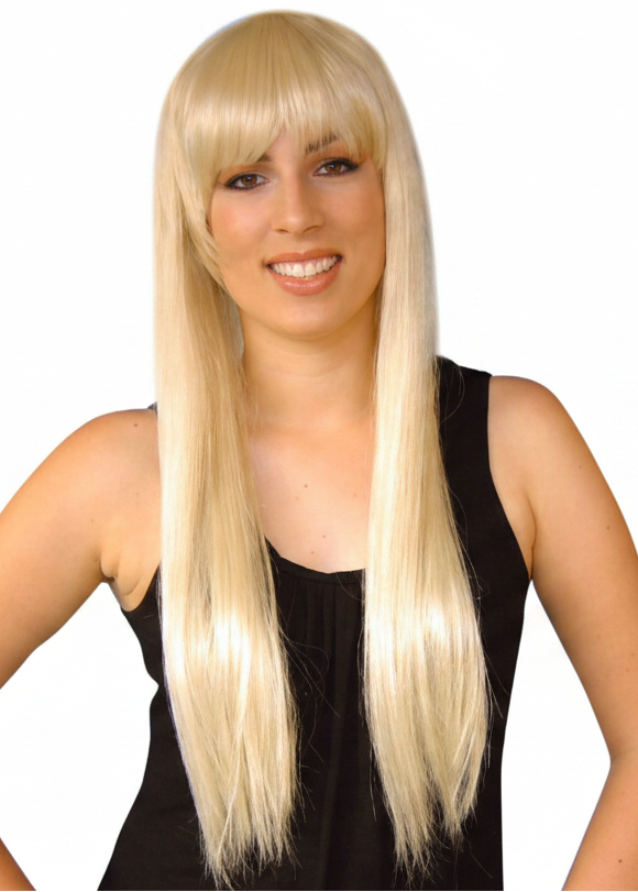 Womens Long Blonde Paris Costume Wig With Fringe  - main image