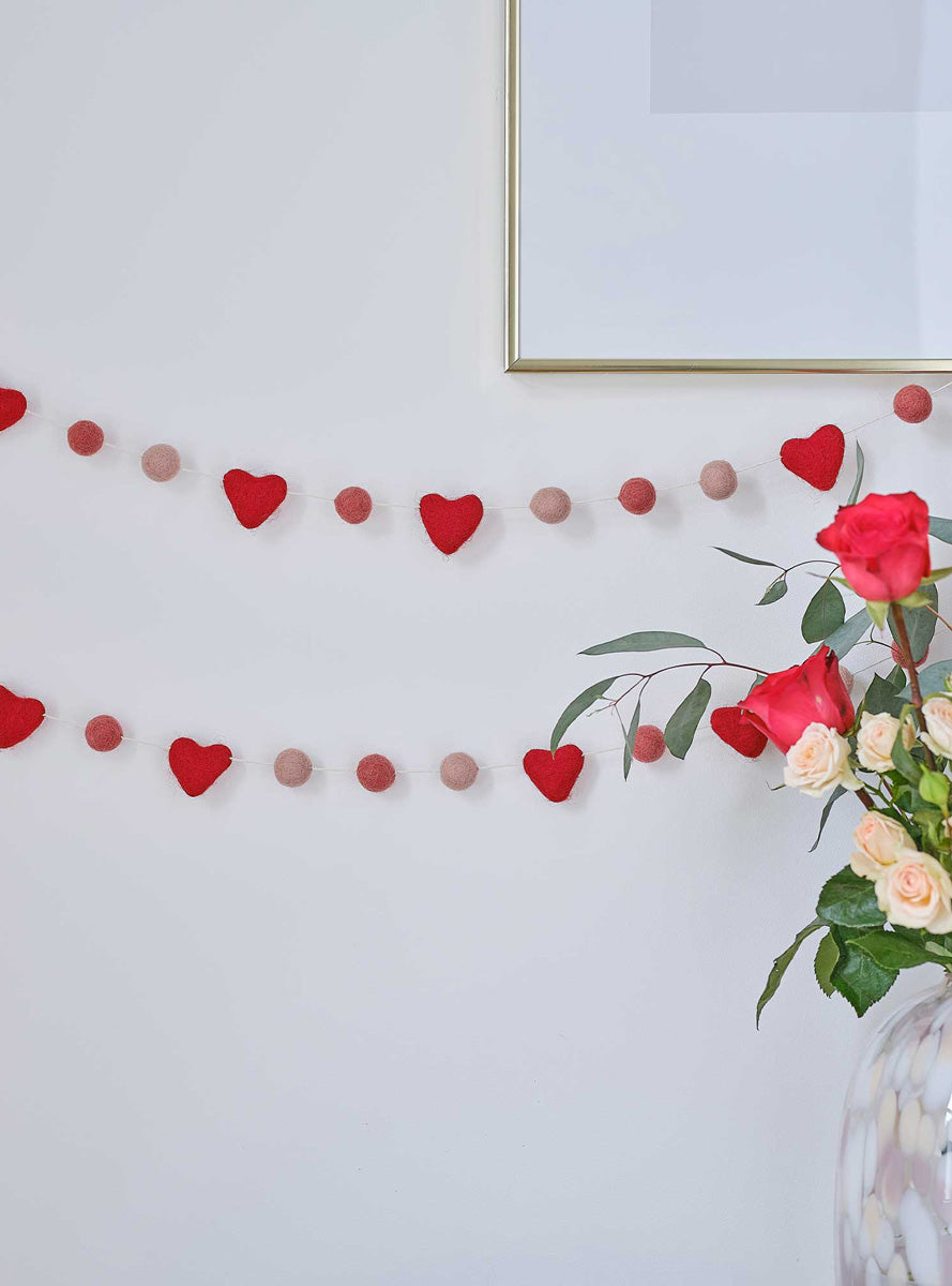 Parisian Love 150cm Long Heart Felt Garland - Lifestyle Image 2